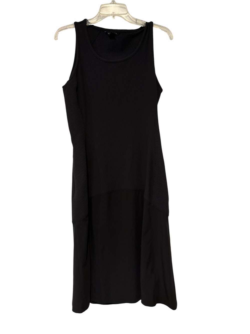 Athleta Black Sleeveless Ribbed Upper Smooth Hem A-Line Dress Size M
